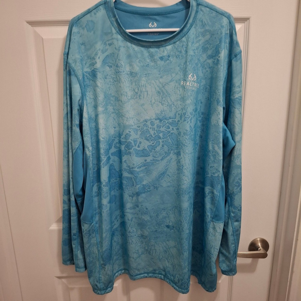 RealTree Fishing Long Sleeve Sun Protection Shirt Aqua Camo 3XL